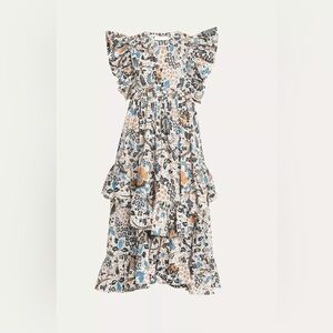 ULLA JOHNSON Delila Tiered-Ruffle Printed Poplin Midi dress